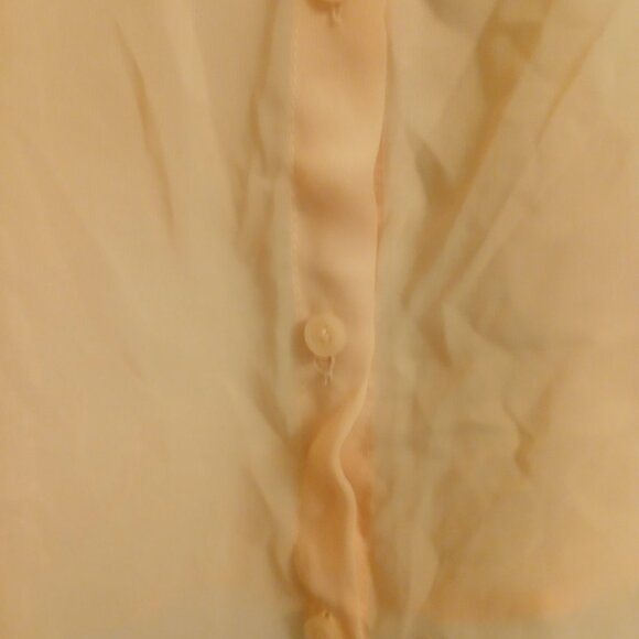 F21 Peach Light Coral Pastel Sheer Chiffon Off Shoulder Button Up Top Blouse L - Picture 7 of 13